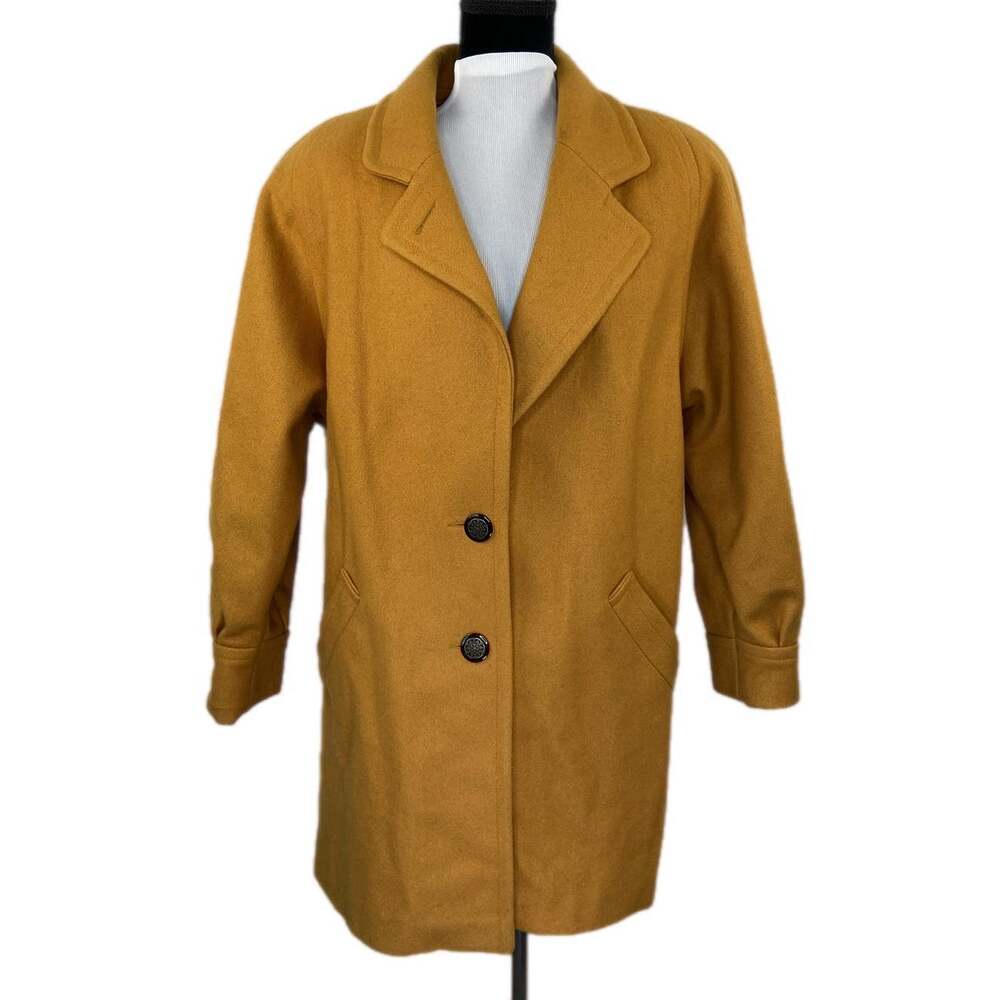 Vintage Oversized Gold Yellow Wool Blend Coat - Women's Size Large